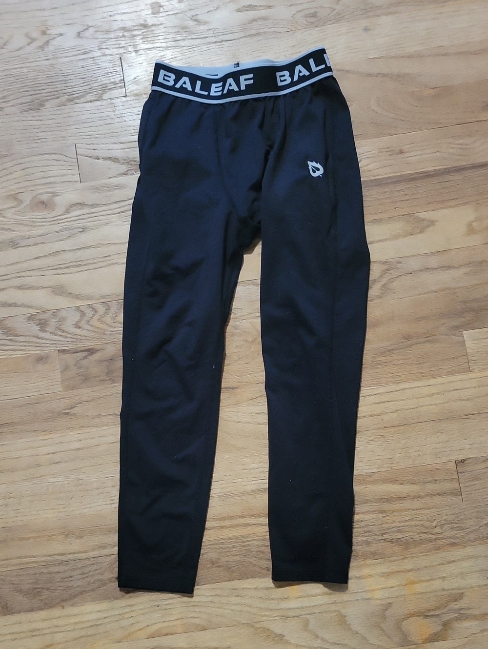 Baleaf Sz M Black Athletic Leggings with Logo Waistband